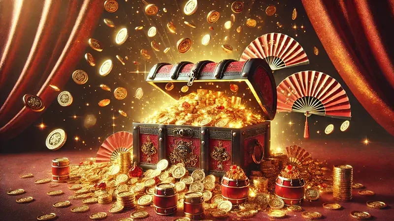 Layar slot digital dengan susunan reel dan ikon permainan